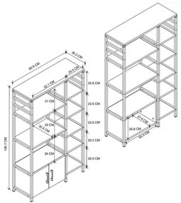 Έπιπλο κουζίνας Benito Megapap χρώμα μαύρο - ανθρακί 83,6x30,2x140,7εκ.