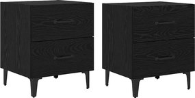 vidaXL Ντουλάπι κρεβατιού 2 pcs Μαύρη Οξυά 40 x 35 x 47,5 εκ