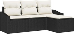 vidaXL Σετ Καναπέ με μαξιλάρι 4 pcs Μαύρο συνθετικό ρατάν