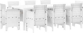 vidaXL Σέτ φαγητού για κήπο 9 pcs Λευκός Πολυπροπυλένιο