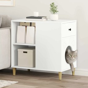 vidaXL Σπίτι Γάτας Λευκό 72 x 42.5 x 70 εκ. Επεξεργασμένο ξύλο