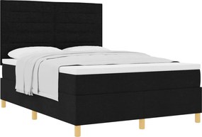 vidaXL Κρεβάτι με ελατήρια με στρώμα Μαύρο 140 x 200 cm ύφασμα