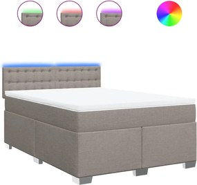 vidaXL Κρεβάτι Boxspring με Στρώμα Taupe 140x190 εκ. Υφασμάτινο