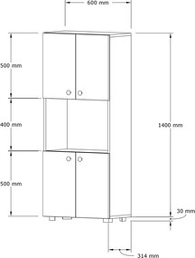 Στήλη Guzel pakoworld σε sonoma απόχρωση 60x31.4x140εκ