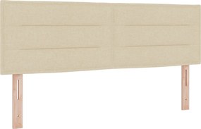 vidaXL Κρεβάτι Ottoman με Στρώμα και LED Κρεμ 140 x 200 cm Ύφασμα