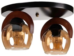 Φωτιστικό Οροφής - Πλαφονιέρα 534LUN5925 Φ25x21cm 2xE27 40W Black-Honey Opviq