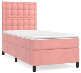 ΚΡΕΒΑΤΙ BOXSPRING ΜΕ ΣΤΡΩΜΑ ΡΟΖ 90X190 ΕΚ. ΒΕΛΟΥΔΙΝΟ 3143240