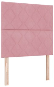 vidaXL Κρεβάτι Box Spring με Στρώμα & LED Ροζ 90x190 εκ. Βελούδου
