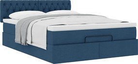 vidaXL Οθωμανικό κρεβάτι με στρώμα μπλε 140x200cm ύφασμα