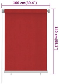 Στόρι Σκίασης Ρόλερ Εξωτερικού Χώρου Κόκκινο 100 x 140 εκ. HDPE - Κόκκινο