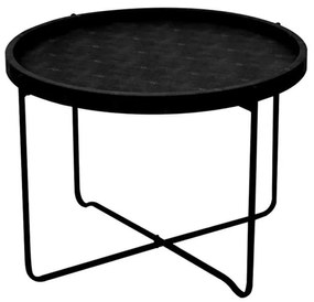 Τραπεζάκι Σαλονιού Oxford 04-0601 D63xH42cm Black Metal, Technoderma