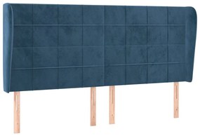 Κεφαλάρι με ΠτερύγιαΣκούρο Μπλε 203x23x118/128 εκ. Βελούδινο - Μπλε