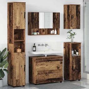 vidaXL Σετ Επίπλων Μπάνιου με ράφι 5 pcs Παλαιό ξύλο 30 x 35 x 192 εκ.