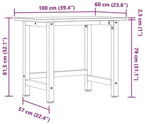 VIDAXL ΠΑΓΚΟΣ ΕΡΓΑΣΙΑΣ 100X(55-60)X81,5 ΕΚ. ΑΠΟ ΜΑΣΙΦ ΞΥΛΟ ΟΞΙΑΣ 3309666