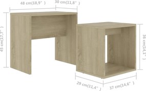vidaXL Σετ Τραπεζάκια Σαλονιού Sonoma Δρυς 48x30x45 εκ. Επεξ. Ξύλο