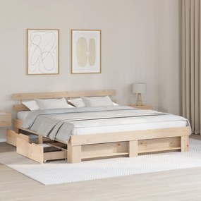 vidaXL Σκελετός Κρεβατιού Καφέ 180 x 200 cm Συμπαγές ξύλο πεύκου
