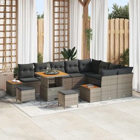 vidaXL Σετ Καναπέ Κήπου με μαξιλάρι 12 pcs Γκρι Πολυ ράταν