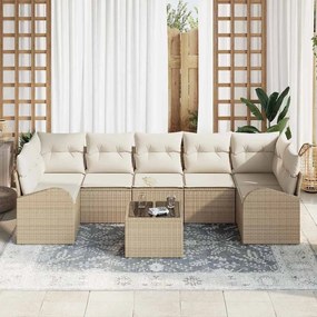 vidaXL Σετ Καναπέ Κήπου με μαξιλάρι 8 pcs Μπεζ, Κρέμα 55 x 55 x 37 εκ