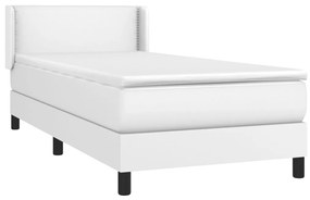 vidaXL Κρεβάτι Boxspring με Στρώμα Λευκό 80 x 200 εκ. Συνθετικό Δέρμα