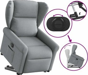 vidaXL Πολυθρόνα Ηλεκ. Ανακλινόμενη Ανύψωση Αν. Γκρι Υφασμάτινη