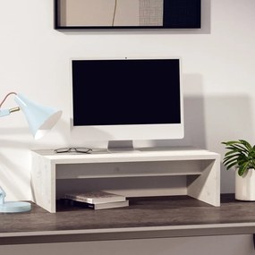 vidaXL Βάση Οθόνης Λευκή 50 x 27 x 15 εκ. από Μασίφ Ξύλο Πεύκου