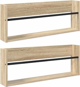 vidaXL Ράφι Περιοδικών με ράφι 2 pcs Δρύς Sonoma 80 x 12 x 30 εκ