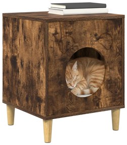 vidaXL Σπίτι Γάτας Καπνιστό Δρύς 42,5 x 40 x 53 εκ Επεξεργασμένο ξύλο