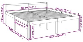 Κρεβάτι Ηλικιωμένων Λευκό 200 x 200 εκ. από Μασίφ Ξύλο Πεύκου - Λευκό