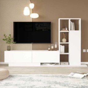 Σύνθετο σαλονιού Damon pakoworld σε λευκή απόχρωση 211.2x29.5x123.6εκ