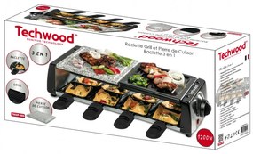Techwood TRGP-896 σχάρα raclette, 1200W, Θερμοστάτης, 8 μίνι raclette, Διπλή προστασία, Μαύρο