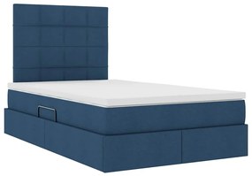 vidaXL LED Κρεβάτι αποθήκευσης με στρώμα Μπλε 120 x 200 cm Ύφασμα