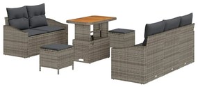 vidaXL Σετ Καναπέ Κήπου με μαξιλάρι 8 pcs Γκρι Πολυ ράταν