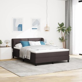 vidaXL Κρεβάτι Box Spring με Στρώμα Σκούρο Καφέ 140x190 εκ Υφάσματα