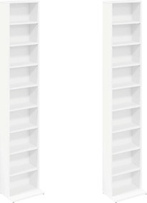 vidaXL Ντουλάπα CD 2 τμχ. Λευκό 33 x 23,5 x 175 εκ. Επεξεργασμένο Ξύλο