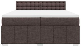 vidaXL Κρεβάτι Boxspring με Στρώμα Σκούρο Καφέ 200x200 εκ. Υφασμάτινο