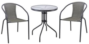 BALENO-W Set Κήπου - Βεράντας: Τραπέζι   2 Πολυθρόνες Μέταλλο Ανθρακί, Wicker Mixed Grey  Table:Φ60x70 Armchair:52x60x72 [-Ανθρακί-, -Γκρι-] [-Wicker-, -Μέταλλο-] Ε240,14W