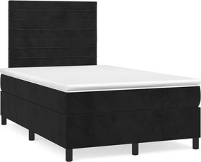 vidaXL Κρεβάτι Boxspring με Στρώμα Μαύρο 120x190 εκ. Βελούδινο