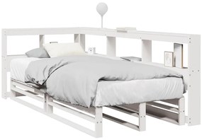 vidaXL Κρεβάτι Βιβλιοθήκη Χωρίς Στρώμα Λευκό 75x190 εκ Μασίφ Πεύκο