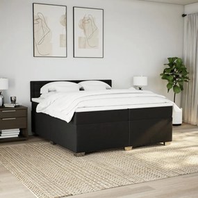 vidaXL Κρεβάτι Boxspring με Στρώμα Μαύρο 200x200 εκ. Υφασμάτινο