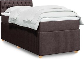 vidaXL Κρεβάτι Boxspring με Στρώμα Σκούρο Καφέ 90x200 εκ. Υφασμάτινο