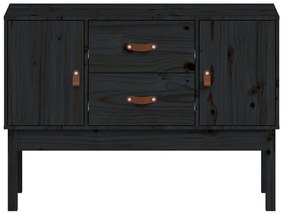 Συρταριέρα Μαύρη 110x40x78 εκ. από Μασίφ Ξύλο Πεύκου - Μαύρο