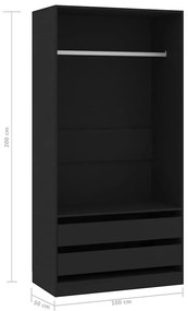 vidaXL Ντουλάπα Μαύρη 100 x 50 x 200 εκ. από Επεξ. Ξύλο