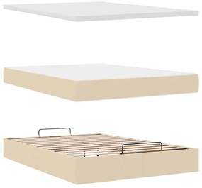 Οθωμανικό κρεβάτι με στρώμα &amp; LEDs Cream 140x190cm Ύφασμα 3312310