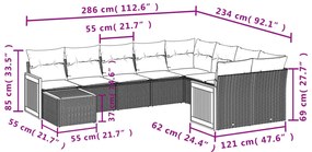 vidaXL Σετ Καναπέ Κήπου 10 τεμ. Μπεζ Συνθετικό Ρατάν με Μαξιλάρια