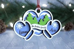 Σετ των 3 Intra απο ξύλο plywood 3mm-4mm πάχος - Οικογενειακό Χριστουγεννιάτικο Στολίδι | Ιδέα δώρου Δίασταση 6x6 cm INTRAFABR-109881277