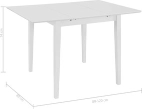vidaXL Τραπεζαρία Επεκτεινόμενη Λευκή (80-120) x 80 x 74 εκ. από MDF