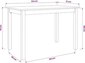 vidaXL Τραπεζαρία Λευκή/Καφέ 114x71x75 εκ Μασίφ Ξύλο Καουτσουκόδεντρου