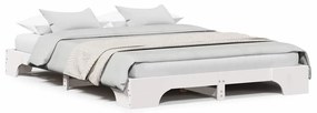 vidaXL Σκελετός Κρεβατιού Λευκό 207 x 155.5 x 17 εκ. Μασίφ ξύλο πεύκου