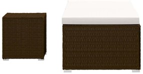 vidaXL Ξαπλώστρα Καφέ από Συνθετικό Ρατάν με Μαξιλάρι &amp; Τραπεζάκι