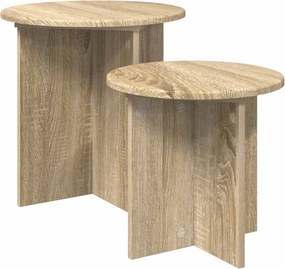 vidaXL Σετ βοηθητικά τραπεζάκια με αποθήκευση 2 pcs Sonoma Δρυς